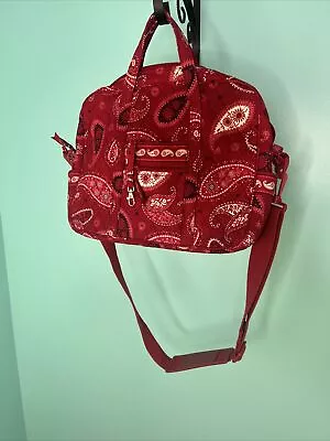 Vera Bradley Retired Mesa Red Bandana Paisley Messenger Bag Laptop Bag EUC • $24.95