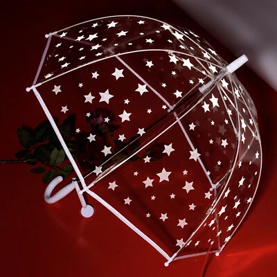 $27.25 • Buy Clear Dome Umbrella Wedding Rain Transparent Parasol Glowing Gypsophila Kids