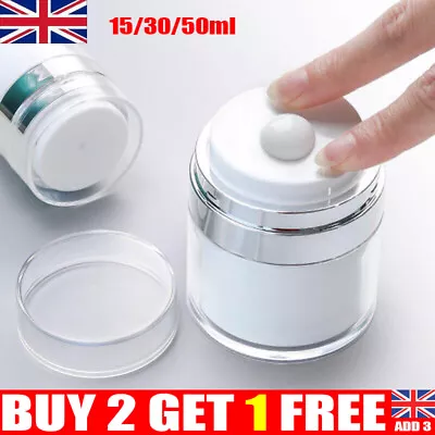 £4.89 • Buy Airless Pump Jar Empty Acrylic Cream Bottle Refillable Cosmetic Container UK