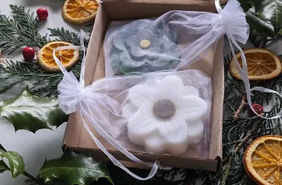 Gift Set Of Our Handcrafted Natural 2x Soap Bars - Flower Shaped - Scented Soaps • £6.99