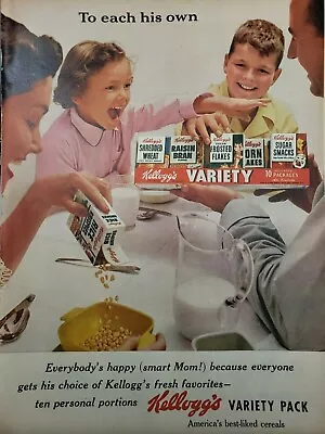 Vintage 1955 Kellogg's Variety Pack Print Ad Ephemera Art Decor  • $16.99