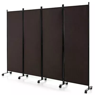 4-Panel Folding Room Divider 7Ft Office Clininc Privacy Screen W/Lockable Wheels • $68.96