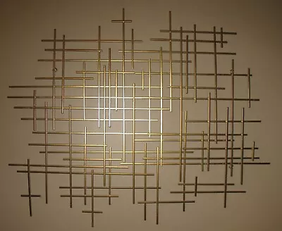 MID-CENTURY MODERN STYLED ABSTRACT METAL WALL ART GEOMETRIC SKYLINE GRID 36 X30  • $119