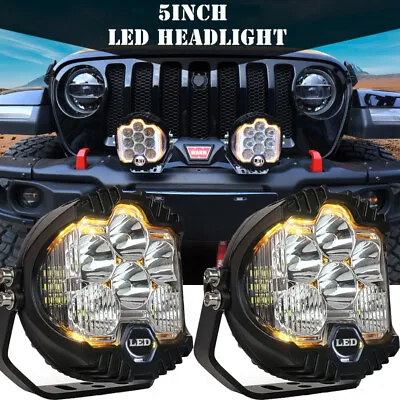 $67.90 • Buy 5Inch LED Headlights DRL Hi/Lo Beam Spot Lights Built-in Combo Offroad 4X4 SUV