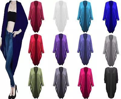 Womens Batwing Waterfall Ladies Cocoon Open Long Cardigan Kimono Maxi Shawl • £9.99