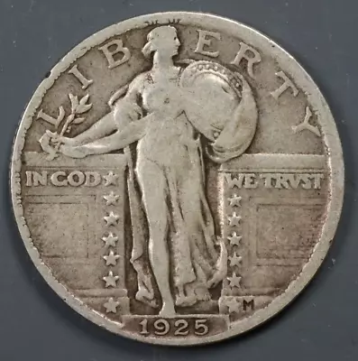 1925 25C Standing Liberty Silver QUARTER DOLLAR EARLY US TYPE COIN Q195 • $12.99