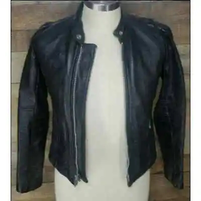 Vanson Associates Black Leathers Motorcycle Jacket Cafe Racer Women's Size 6 • $128.25