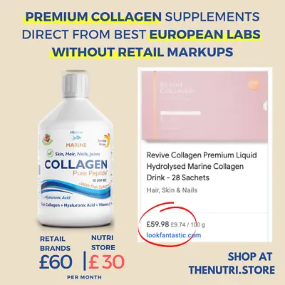 Revive Collagen 2 Times Better & Cheaper Collagen Liquid Drink 10000mg + C + B  • £18.85