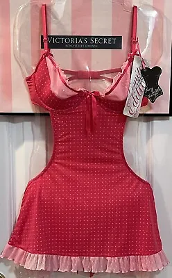 NWT Vtg VICTORIA’S SECRET SEXY LITTLE THINGS Ruffle Polka Dot Apron Babydoll 34B • $34.99