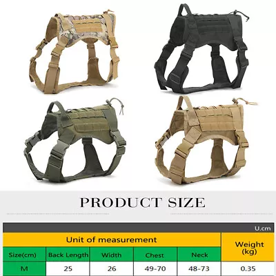 Tactical Dog Harness Military Pet Training Vest K9 Adjustable Collar With Buckle • $16.73
