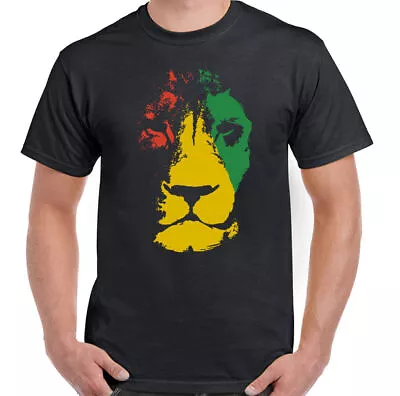 Reggae T-Shirt Mens Jamaica Lion Reggae Jamaican Flag Rastafarian Rasta • £11.99