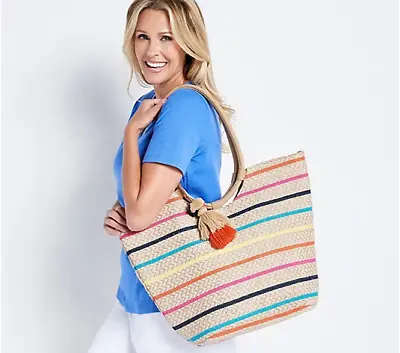 America And Beyond Large Jute Tote Bag Beach Market Purse And More • $34.99