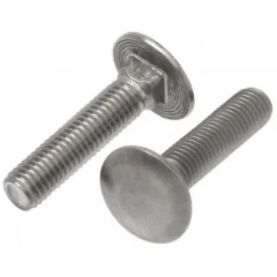 Cup Head Carriage Bolts - M6 (6mm) - Stainless Steel - Grade 316 - Metric Coarse • $7.30