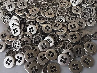 200 MATTE SILVER European Metal Buttons 11.5mm 18L Shirt Size 4hole • $14.99