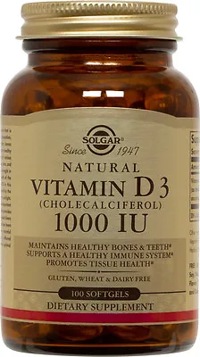 Solgar Vitamin D3 Cholecalciferol 1000 IU 100 Softgels • $8.70