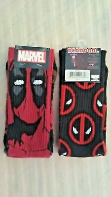 2 Pair Marvel Comics Dead Pool Crew Socks Men's Shoe Size 6-12 Deadpool  • $12.99