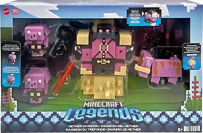 Mattel Minecraft Legends Nether Invasion Pack Set Of 4 Action Figures • $22.99