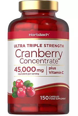 Cranberry Capsules 45000 Mg | High Strength Cranberry Extract With Vitamin C | • £18.99