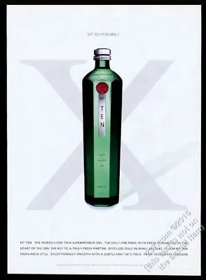 2001 Tanqueray No. Ten 10 Gin Bottle Photo Vintage Print Ad • £29.16