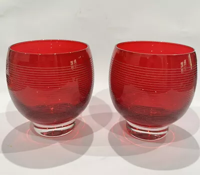 Mikasa Crystal CHEERS RUBY Red Horizontal Lines Candleholder • $18