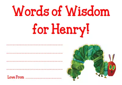£2.99 • Buy Personalised Naming Ceremony Game Words Of Wisdom The Very Hungry Caterpillar