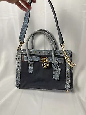 MICHAEL KORS Hamilton Studded Tote Bag - Dark Denim & Crocodile Studded Leather • $69.99