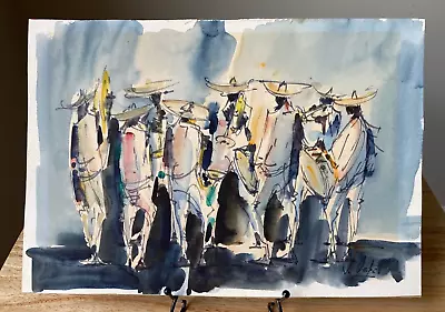 JAIME OATES (1912-2005) Impressionist Watercolor Of Taxco Mariachi - Unframed • $132.50