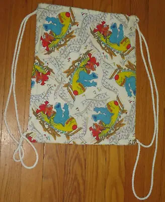 Sesame Street Drawstring Bag Backpack Elmo Zoe Cookie Monster Roller Coaster • $11.39