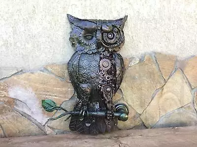 Steampunk Owl Bird Metal Sculpture Figurine Junk Decor Birthday • $800