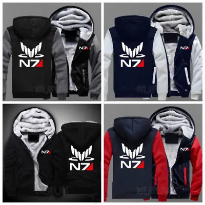 Game Mass Effect N7 Hoodie Cosplay Coat Jacket Winter Thick Hooded Sweatshirt:d • $39.98