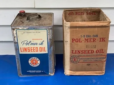 $65 • Buy Vintage Archer Polmerik Linseed Oil 5 Gallon Oil Can Steel With Original Box