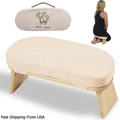 Bamboo Meditation Bench With Carrying Bag Kneeling Stool Portable Yoga Bench • $22.89