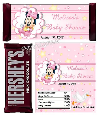 Mickey Minnie Disney Baby Shower Party Chocolate Bar Wrappers Fits Hershey Bars • $16.99