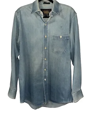 CHAPS / RALPH LAUREN / COUNTRY COTTONS - Vintage 15.5 34/35 Denim Shirt II114 • $35.10