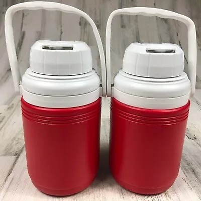 2 Coleman Jug 5542 1/3 Gallon Red Water Cooler Travel Camping Spout Made In USA  • $27.99