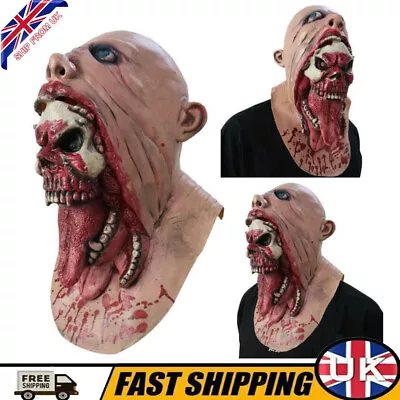 Halloween Bloody Zombie Mask Horrible Latex Scary Full Head Costume Cosplay Mask • £11.98