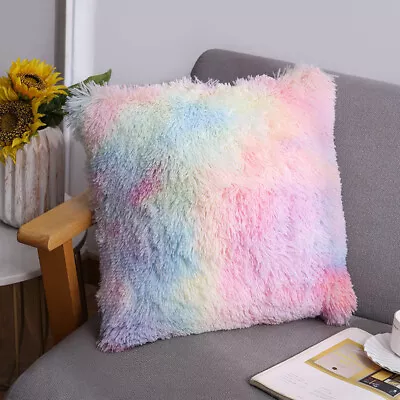 40CM X 40CM Fluffy Faux Soft Plush Pillow Case Cover Cushion Home Bed Sofa Decor • £3.99