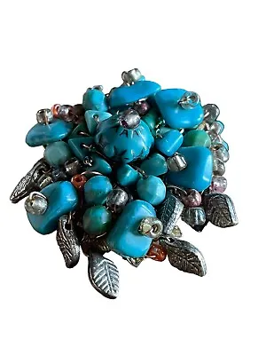 Vintage Sarah Coventry Brooch Faux Turquoise Feathers Signed Women’s Brooch • $8.88