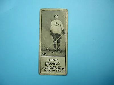 1924 Willard's Chocolate Canada Olympic Hockey Card #52 Dunc Munro Gd Willard • $247.49