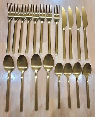 Gold-Tone 20 Pieces Flatware Set Stainless Steel Place Setting Service • $20