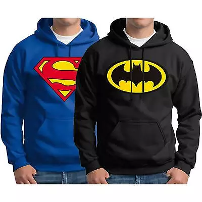 Men's Superman Batman Print Hoodie Sweatshirt Hooded Pullover Jumper Casual Tops • £16.19