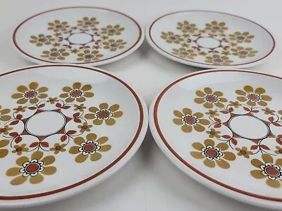 X4 Vintage Mikasa Cera Stone Carnival Pattern 8  Salad Plates - Good Condition • $28.77