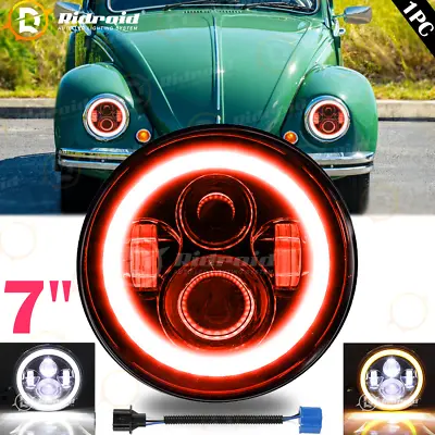 DOT LED Headlight High/Low Beam&Red+Amber Halo Ring For VW Beetle Classic • $29.98
