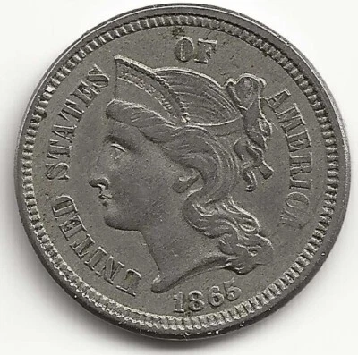 $17.50 • Buy 1865 3 Cent Nickel Piece