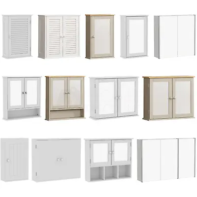 Bathroom Cabinet Wall Cupboard Mounted Storage White Grey Furniture Mirrored • £27.95