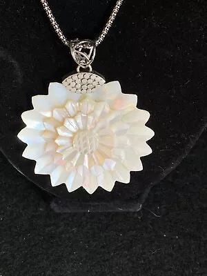 Vintage Sterling Silver Mother Of Pearl Necklace 20  Chain • $50