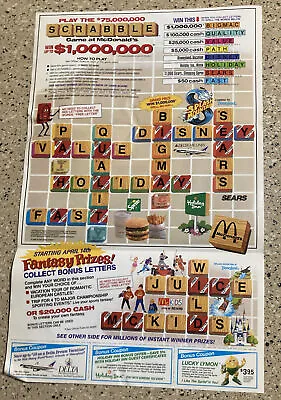McDonald's $75000000 SCRABBLE Game Rules Folder 1989 UNUSED • $9.99