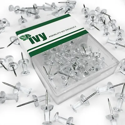 £1.99 • Buy Ivy - Clear Push Pins Map Pins- Economy Pack Of 120 - 7mm Plastic Head