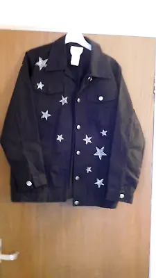 Quacker Factory Navy Denim Jean Top With Stars Size S Bnwt • $8.83