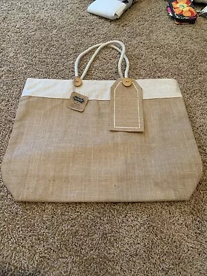 Mud Pie Burlap Tote With Monogram Tag NWT • $14.99